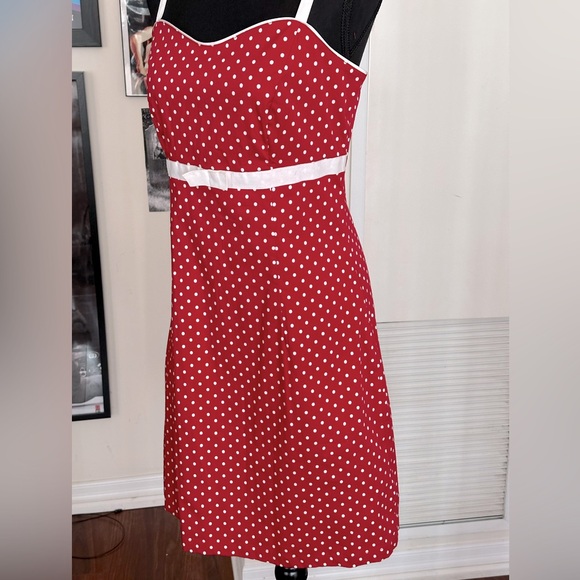 Vintage Gloria Vanderbuilt red polkadot pinup style dress - Picture 3 of 8